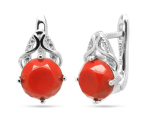 Серьги из серебра коралл, МЦВ236