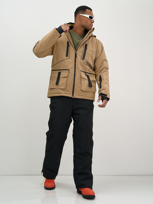Горнолыжный костюм мужской зимний бежевого цвета 394B - Leifensh фото 20