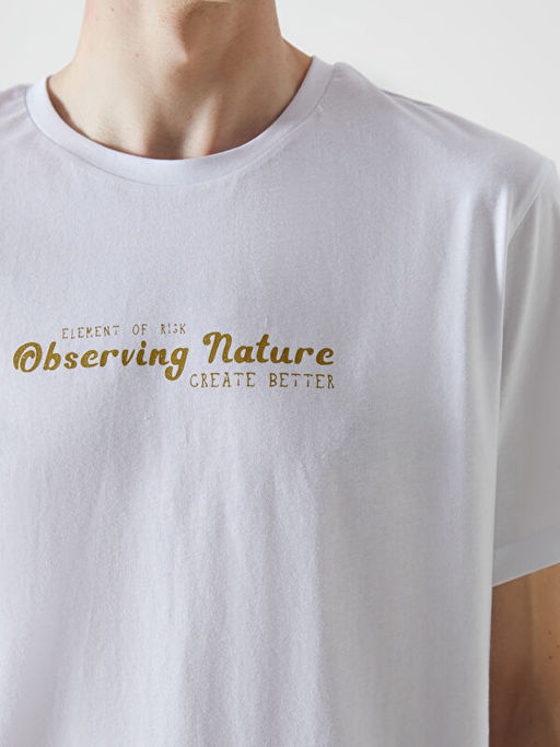 Bisiklet Yaka Bask?l? Erkek Ti??rt