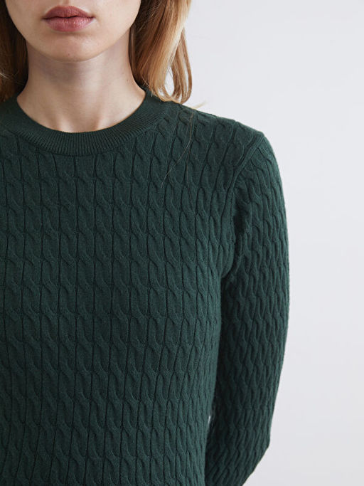 Bisiklet Yaka Kendinden Desenli Kad?n Triko Kazak