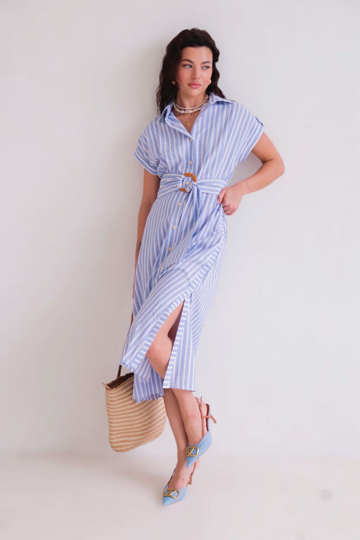 Martichelli Платье-рубашка в голубую полоску  фото 18