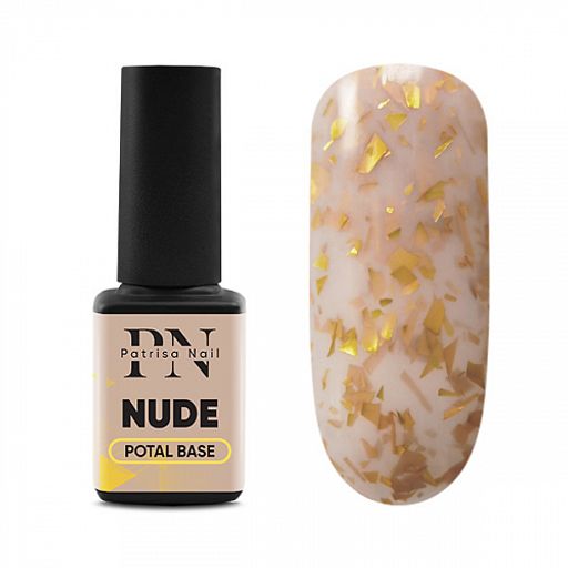 POTAL Nude base каучуковая база нюд с золотой поталью