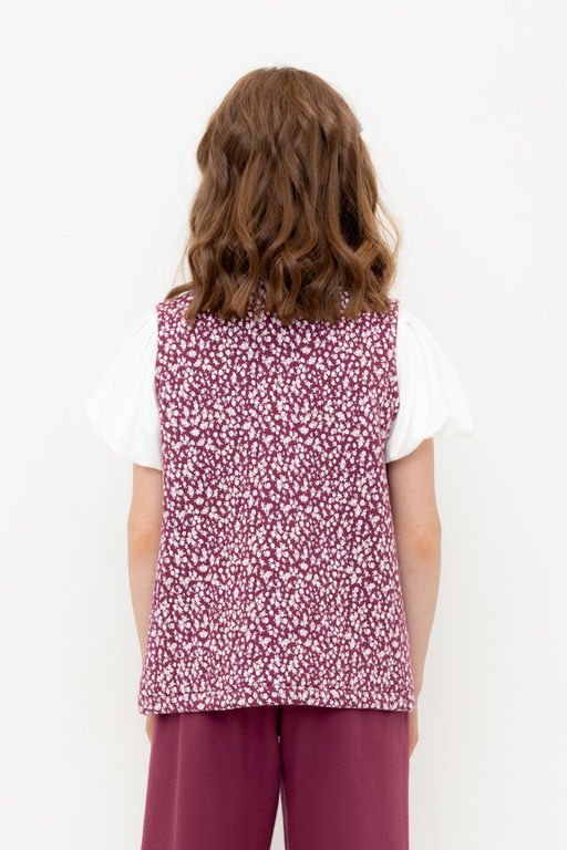 Crockid _ КР 302575/насыщенная клюква,милые цветочки к499 жилет для дев  фото 3