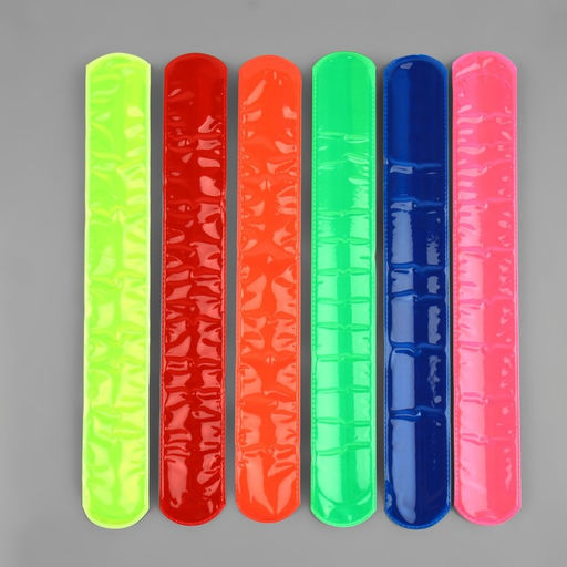 Цена за 9 шт. Светоотражающий слэп-браслет, самофиксирующийся, 22×3 см, цвет МИКС