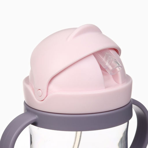 Поильник - непроливайка детский Крошка Я с силиконовой трубочкой и грузиком, от 9 мес., 350 мл., с ручками, розовый