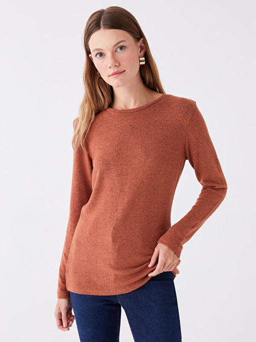 Bisiklet Yaka D?z Uzun Kollu Kad?n Ti??rt