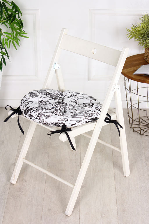 Подушка на стул 40х40см Bio-Line круглая с 4 завязками, 4 точки рогожка. PRKR4