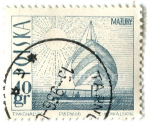 Марка Парусный корабль 1966 год Польша