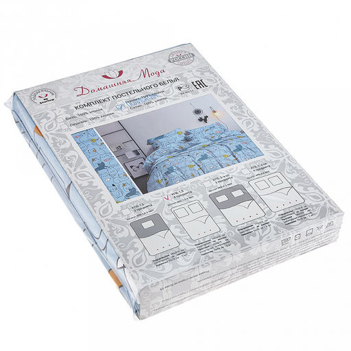 Постельное белье, комплект 2-х спальный Какой ты сегодня котик 4 предмета: пододеяльник 175х215см, евро-простыня 220х240см, 2 наволочки 70х70см с клапаном-запахом, полисатин Премиум SP 85г/м2, упаковка классическая ПВХ 32х41см, Домашняя мода  фото 2