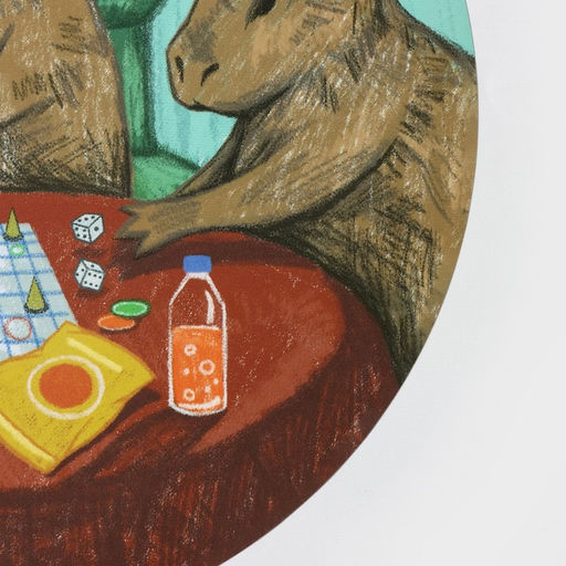 Цена за 4 шт. Салфетка сервировочная кухонная Доляна Капибары настольные игры, настольное покрытие, d=36 см  фото 2