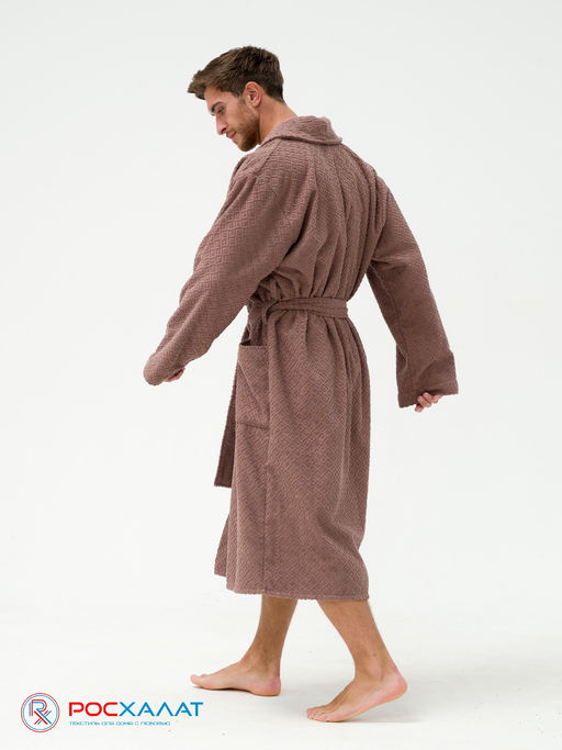 Жаккардовый мужской махровый халат с шалькой МЗ-11 (118)