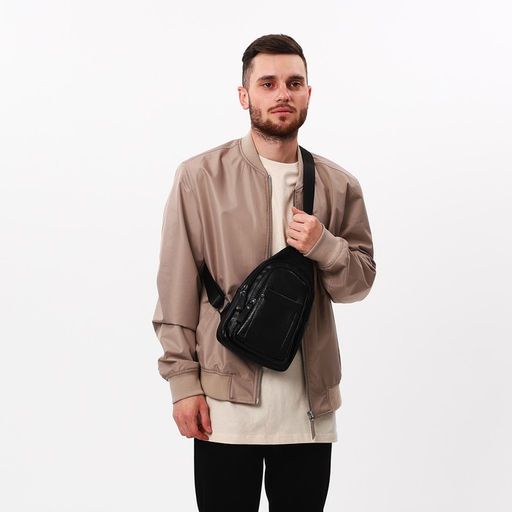 Сумка слинг мужская, искусственная кожа, цвет чёрный - Simaland фото 7