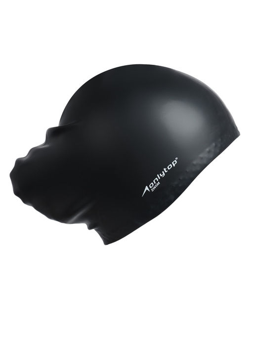 Шапочка для плавания взрослая ONLYTOP, для длинных волос, силиконовая, обхват 54-60 см, чёрная