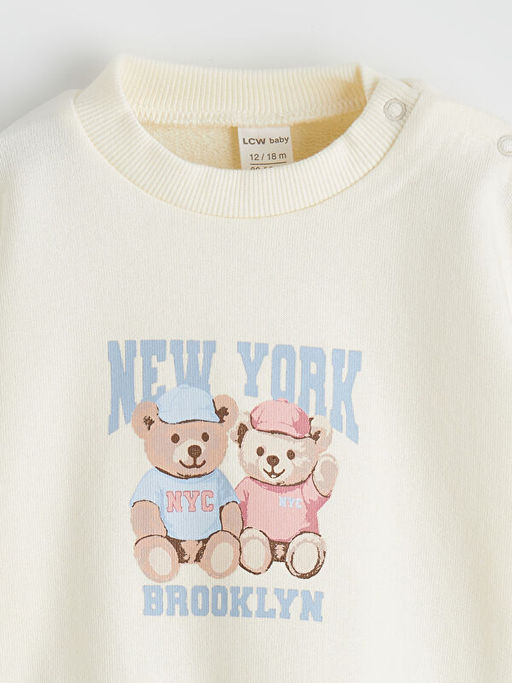 Bask?l? K?z Bebek Sweatshirt ve Tayt Pantolon