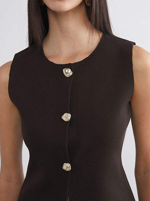 Bisiklet Yaka Kad?n Triko Yelek