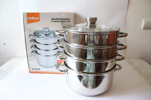 Мантоварка нерж.4 уровня, 3 решетки, д. 26 см, арт. VL-0118, VL-1201-26 (75226, 78109, 58891)