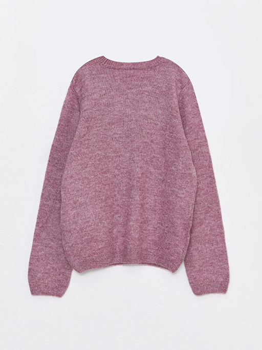 Bisiklet Yaka Desenli Uzun Kollu K?z ?ocuk Triko Kazak - Waikiki фото 2