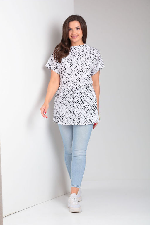Блуза Modema 553-2 горох на белом  фото 5