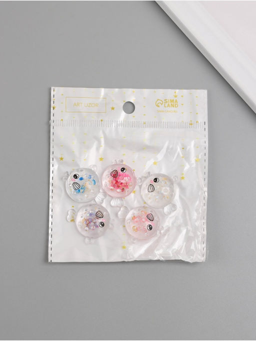 Цена за 5 шт. Подвеска для творчества акрил «Рыбка», с глиттером светится в темноте 2.6×3.1×1 см, МИКС