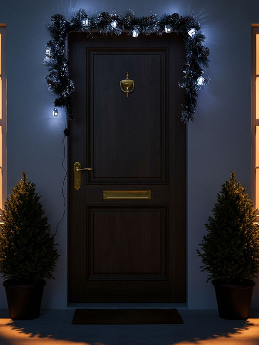 Хвойная гирлянда фиброоптическая «Заснеженная» 200 см, 8 режимов