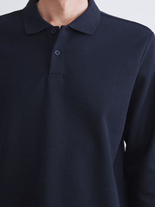 Polo Yaka Uzun Kollu Erkek Sweatshirt