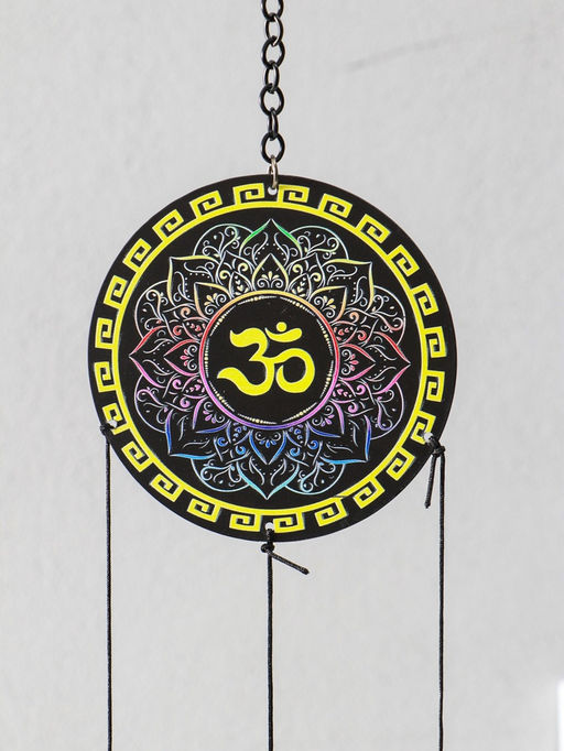 Музыка ветра металл "Ом (мантра)" 4 колокольчика 62х10х5 см