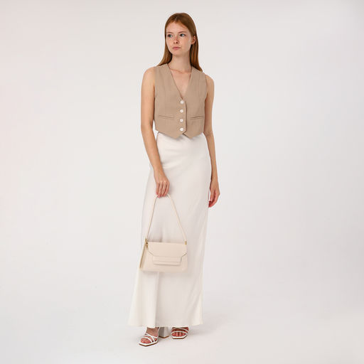 Сумка женская мессенджер без застёжки, 26×7×15 см, бежевая