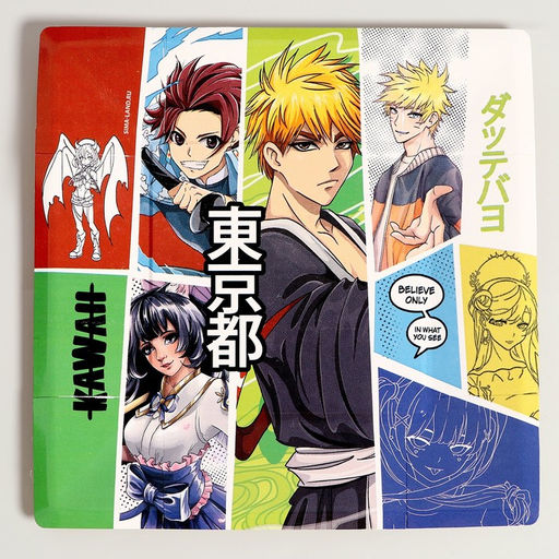 Цена за 10 шт. Тарелка бумажная квадратная Аниме, синий, 21 см - Страна карнавалия фото 5