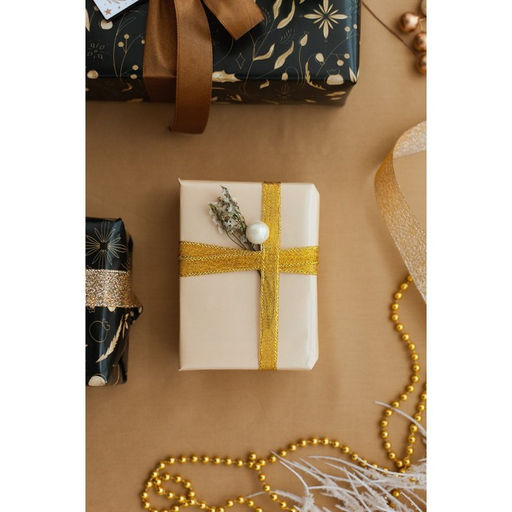 Цена за 3 шт. Лента парчовая, 10 мм, 231 м, цвет золотой - Арт узор фото 4