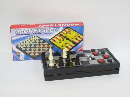 Шахматы, шашки, нарды, 3 в 1, магнитные, размер поля 24*24см (2029/RKJ-1674 ) в коробке