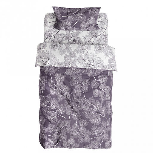 Постельное белье, комплект 1,5 спальный "Веточки", 3 предмета: пододеяльник на пуговицах 145х215см, простыня 150х220см, 1 наволочка 50х70см, поплин 115г/м2, хлопок 100%, упаковка "классическая" ПВХ 32х41см, "Домашняя мода" (Россия)