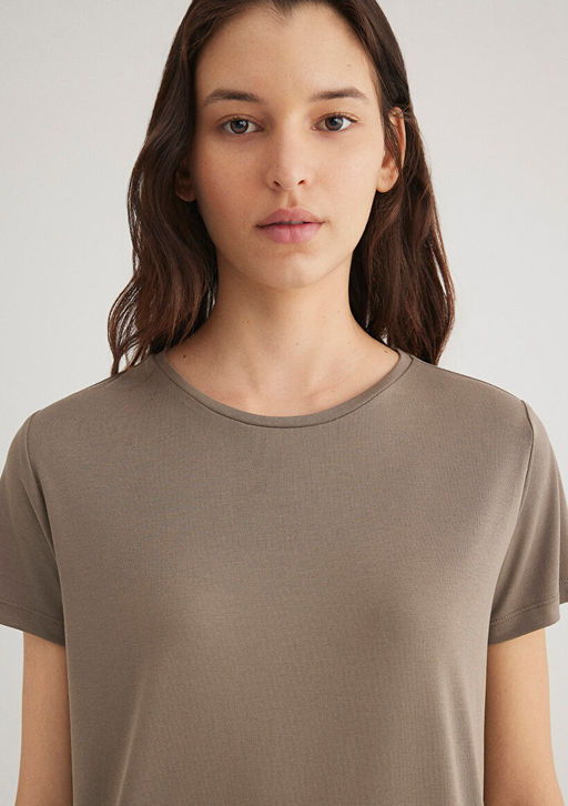 Lux Touch TENCEL TM Kahverengi Modal Tisort - Mavi фото 6