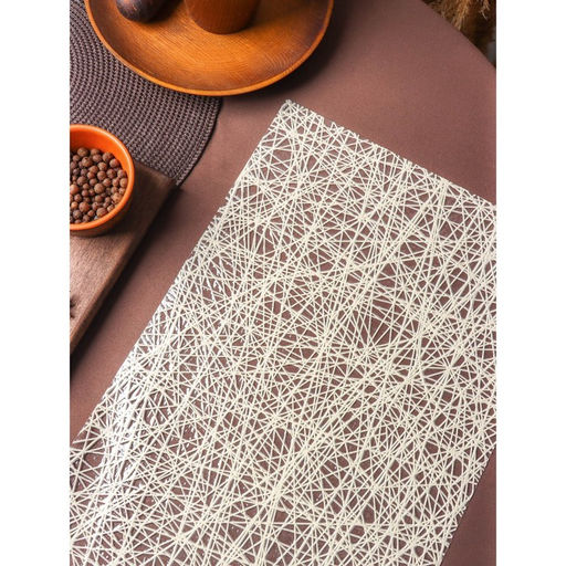Цена за 12 шт. Салфетка сервировочная на стол «Путаница», ажурная, 45×30 см, бежевая