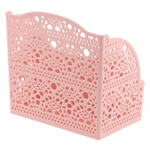 "Домашняя мода" Корзина пластмассовая для хранения "Узоры" 8х13,3см h13см, розовые лепестки (Китай)