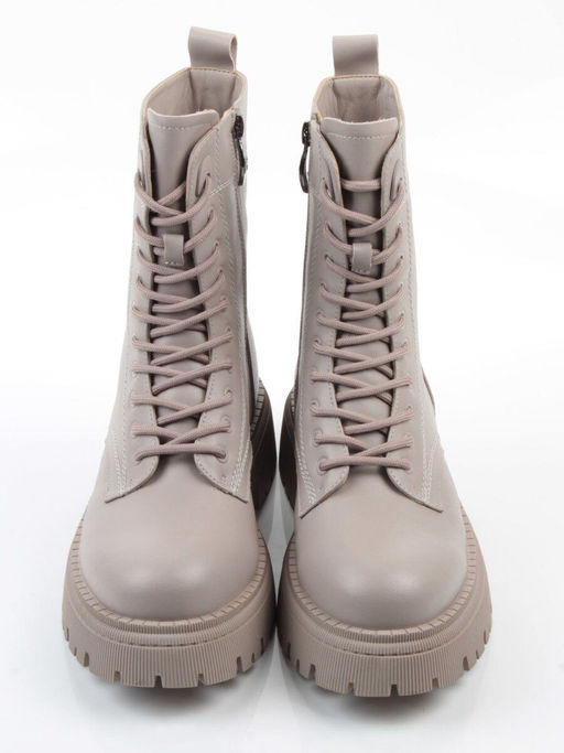 04-PAM439-2Z GRAY/BEIGE Ботинки зимние женские (натуральная кожа, 100% шерсть)