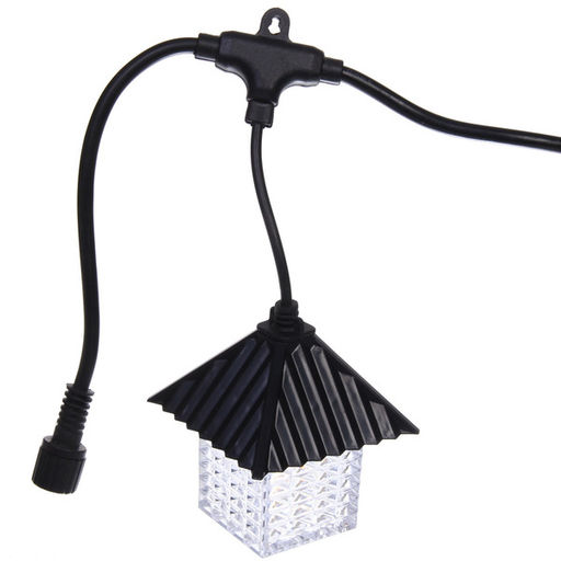 Гирлянда для улицы "Домики" 5 м 10 ламп LED (8,5*10 см) черн..пров, 1 реж.,IP-55 (220 V), Белый