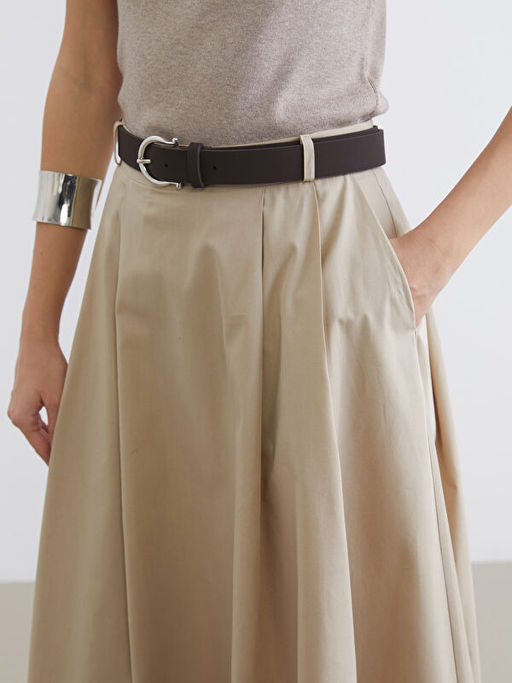 Beli Kemerli Pileli Etek