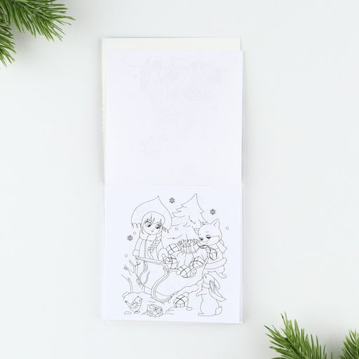 Подарочный набор новогодний, блокнот-раскраска и восковые мелки Время чудес