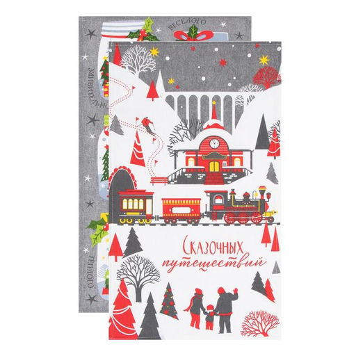 Набор кухонных полотенец Доляна Волшебного года 35х60см-2шт, 100% хл фото 3