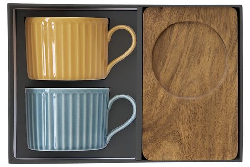 Набор чашек Время отдыха, синяя, жёлтая, 0,25 л, 2 шт - Easy life фото 3