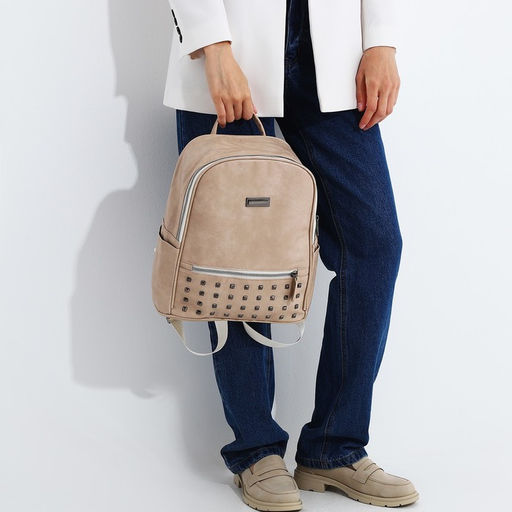 Рюкзак женский из искусственной кожи на молнии, 1 карман, цвет бежевый - Simaland фото 6