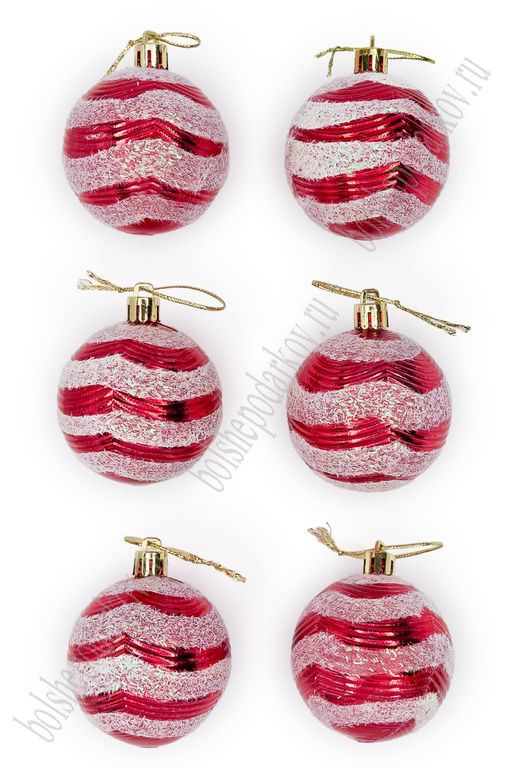 Набор новогодних игрушек 6 см (6 шт) Шары SF-7334
