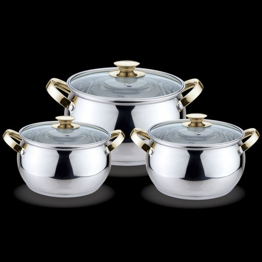 Набор посуды нерж. "Kelli" 6 пр, со стеклян. крышками арт. KL-4206