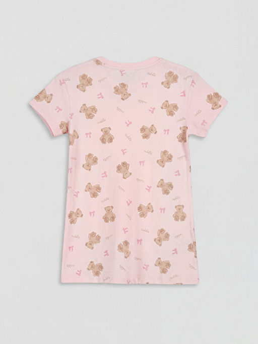 Bisiklet Yaka Bask?l? K?z ?ocuk Gecelik