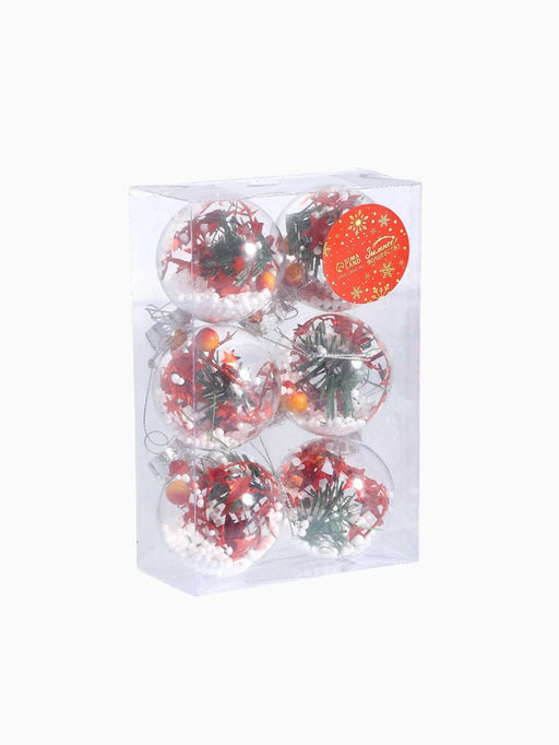 Ёлочные игрушки «Льдинка - звёзды в снегу», шары новогодние, d=6 см, набор 6 шт., прозрачный