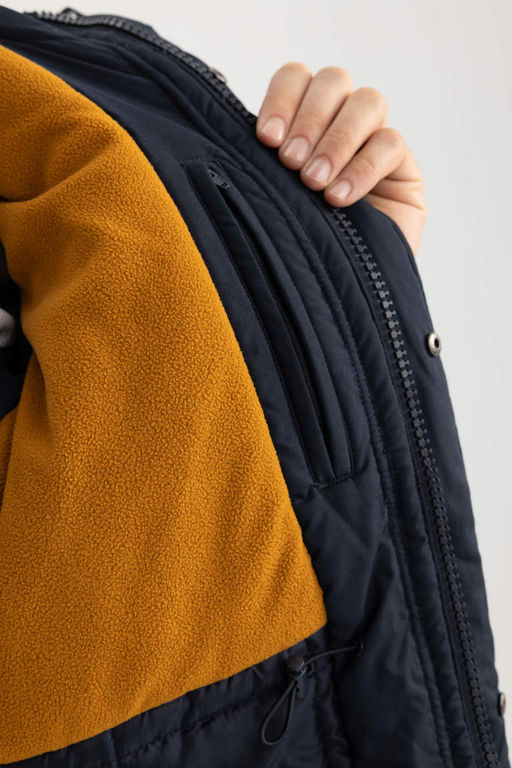 Водоотталкивающая парка из тафты из искусственного меха с капюшоном - Defacto фото 5