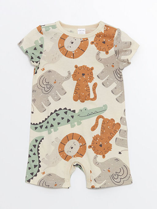 Bisiklet Yaka Timsah Bask?l? Erkek Bebek Tulum