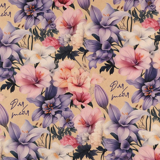 Цена за 10 шт. Бумага упаковочная крафтовая Цветы для тебя, 70?100 см