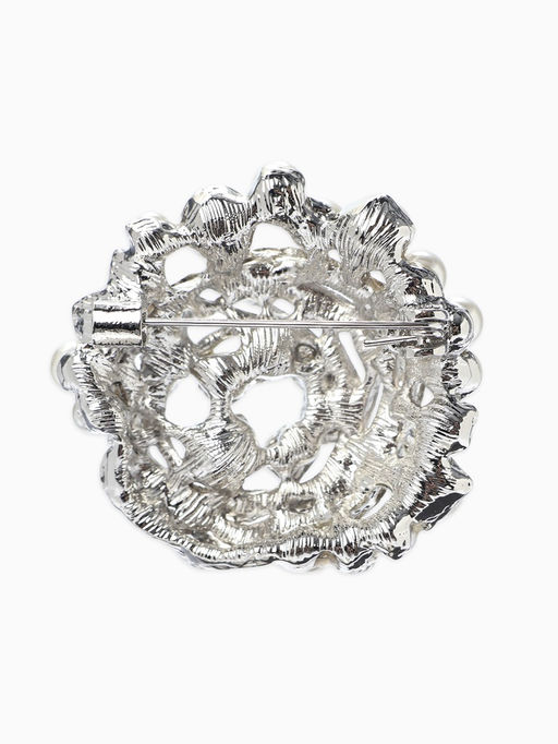 Брошь «Жемчуг», гнездо, цвет белый в серебре