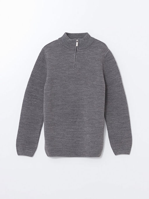 Dik Yaka Basic Uzun Kollu Erkek ?ocuk Triko Kazak